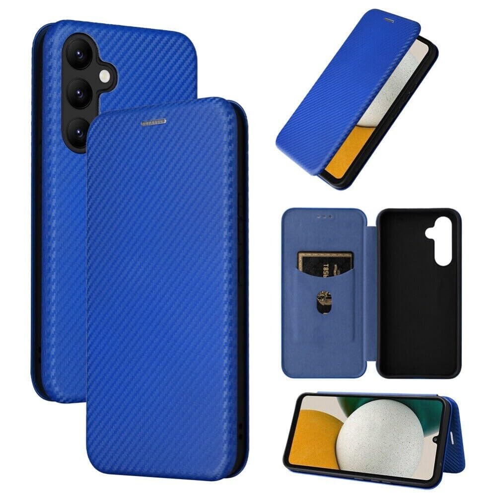 Generic - Funda con tapa magnética para Samsung Galaxy A13 4G (color: azul) de fibra de carbono