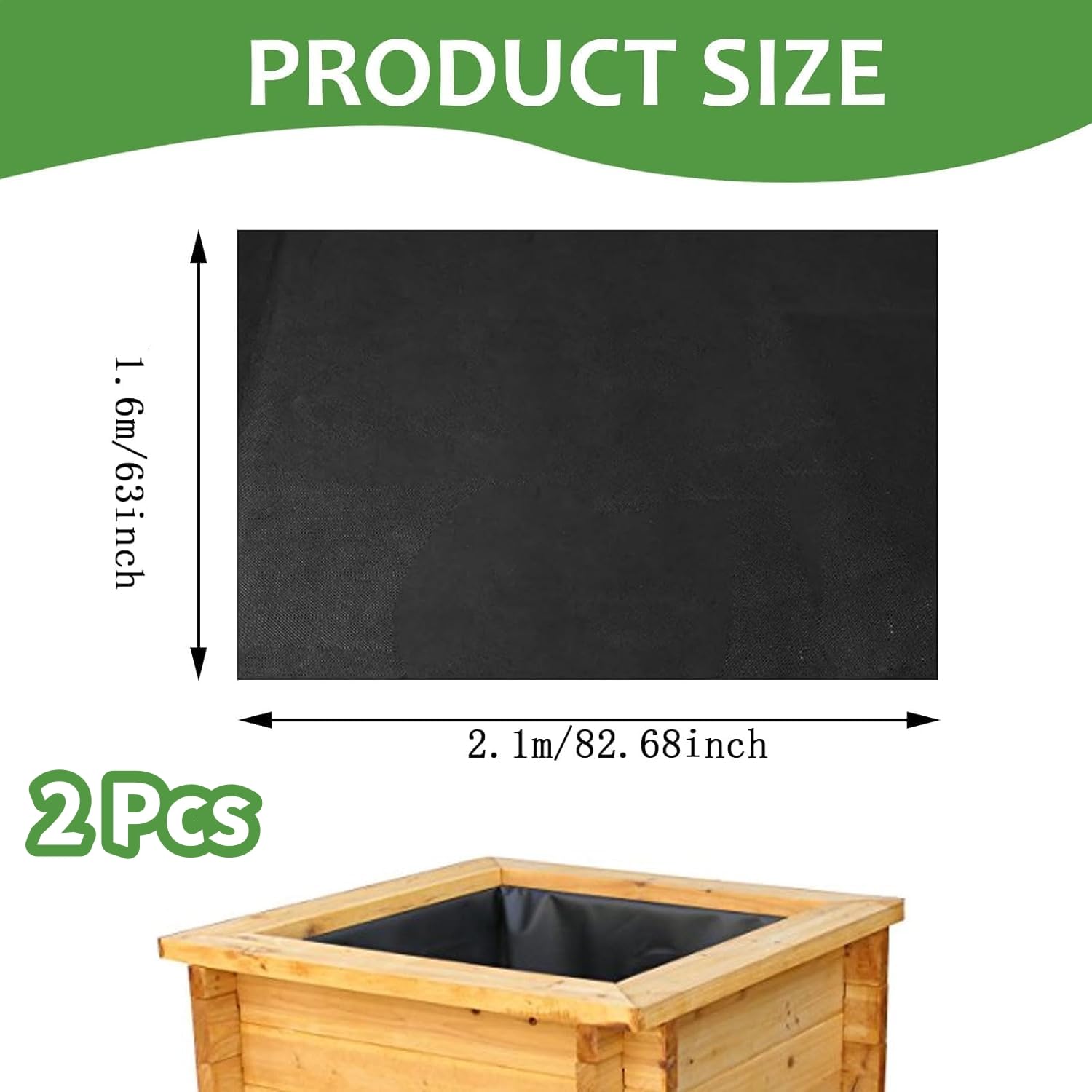 KAHEIGN 2 Piezas Revestimientos de Tela para Maceteros Elevados, 160CM x 210CM Grande Esterilla de Tela No Tejida para Comederos de Verduras Bolsas de Cultivo para Verduras Flores y Plantas