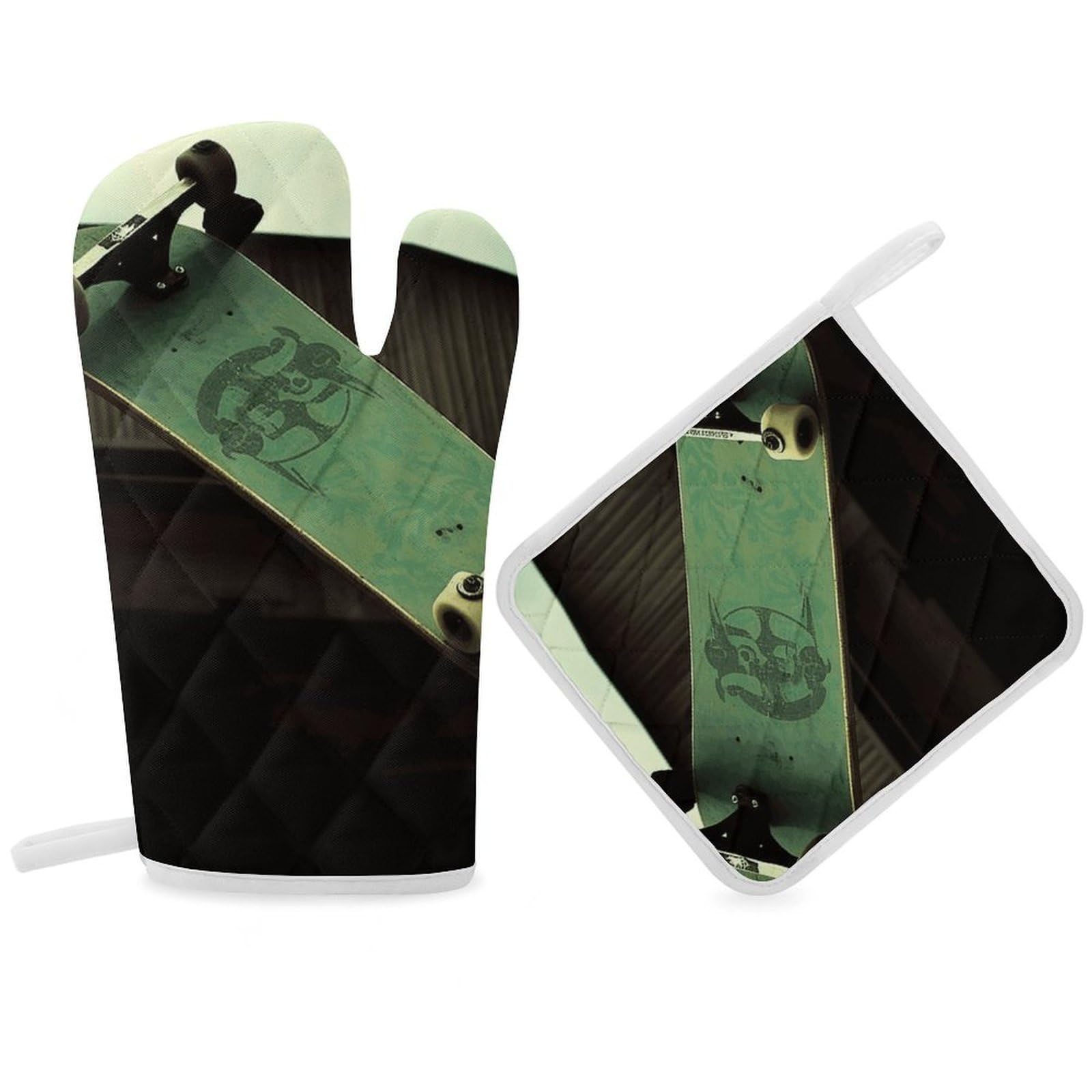 Skateboard Oven Mitt Thick Substantial Heat Insulation Gloves Soft Skin-Friendly Temperature Resistant Oven Mitts for Cooking Lover Cooks