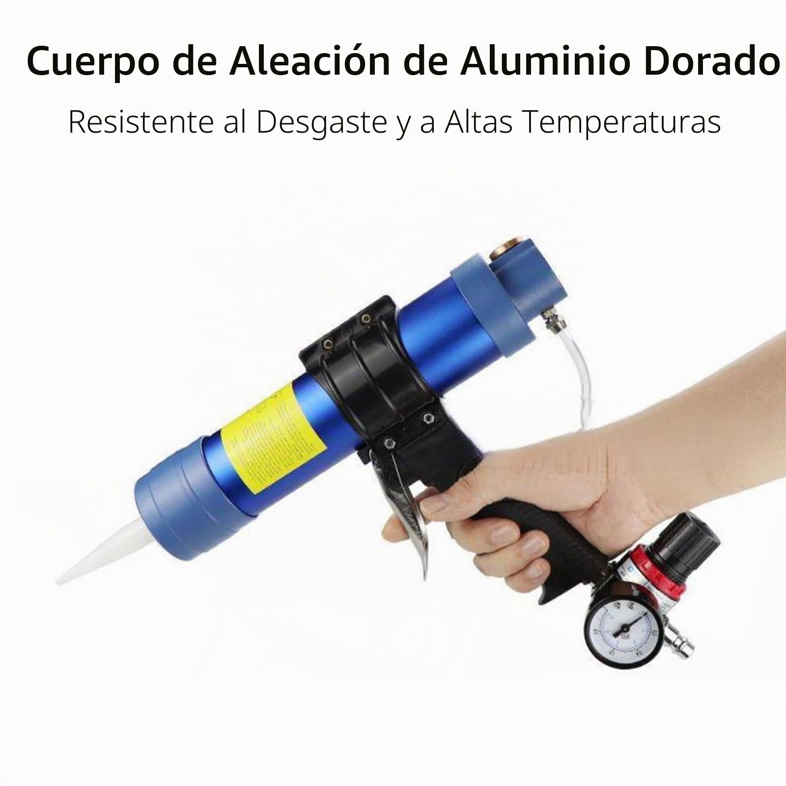 Pistola Neumática De Sellado De Pegamento De Vidrio,Dispensador De Adhesivo Accionado Por Aire,Pistola De Pegamento Para Calafateo De Silicona Con Manómetro,Pistola Silicona(310ml)