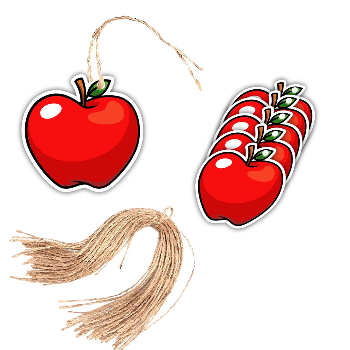 100PCS Apple Paper Gift Tags,2.5 Inch Red Cute Apple Shape Tags with String for Handmade Arts Wedding Christmas and Holiday Party Decoration