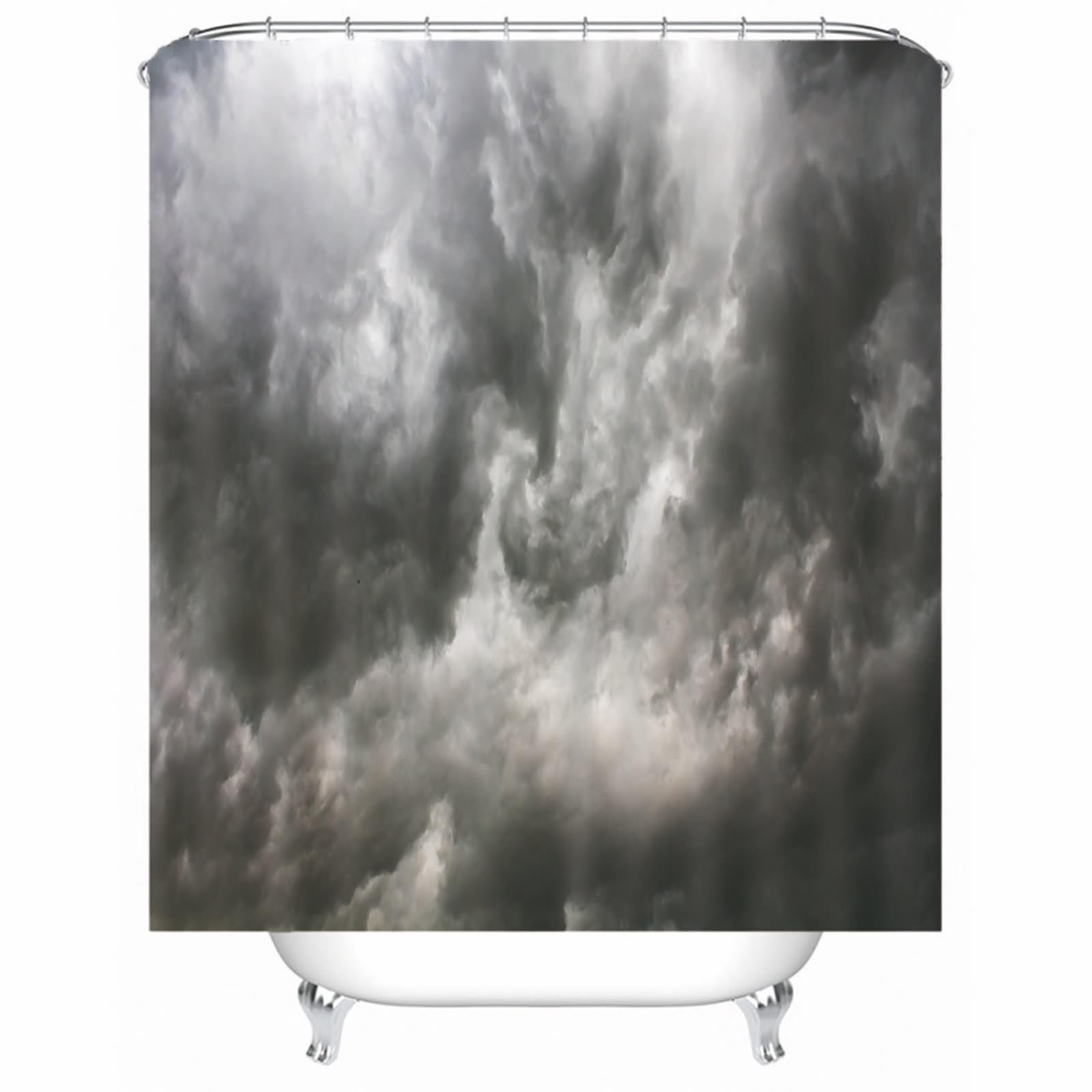 Rideaux de douche vintage nuages noirs 220x180cm lesté imperméable