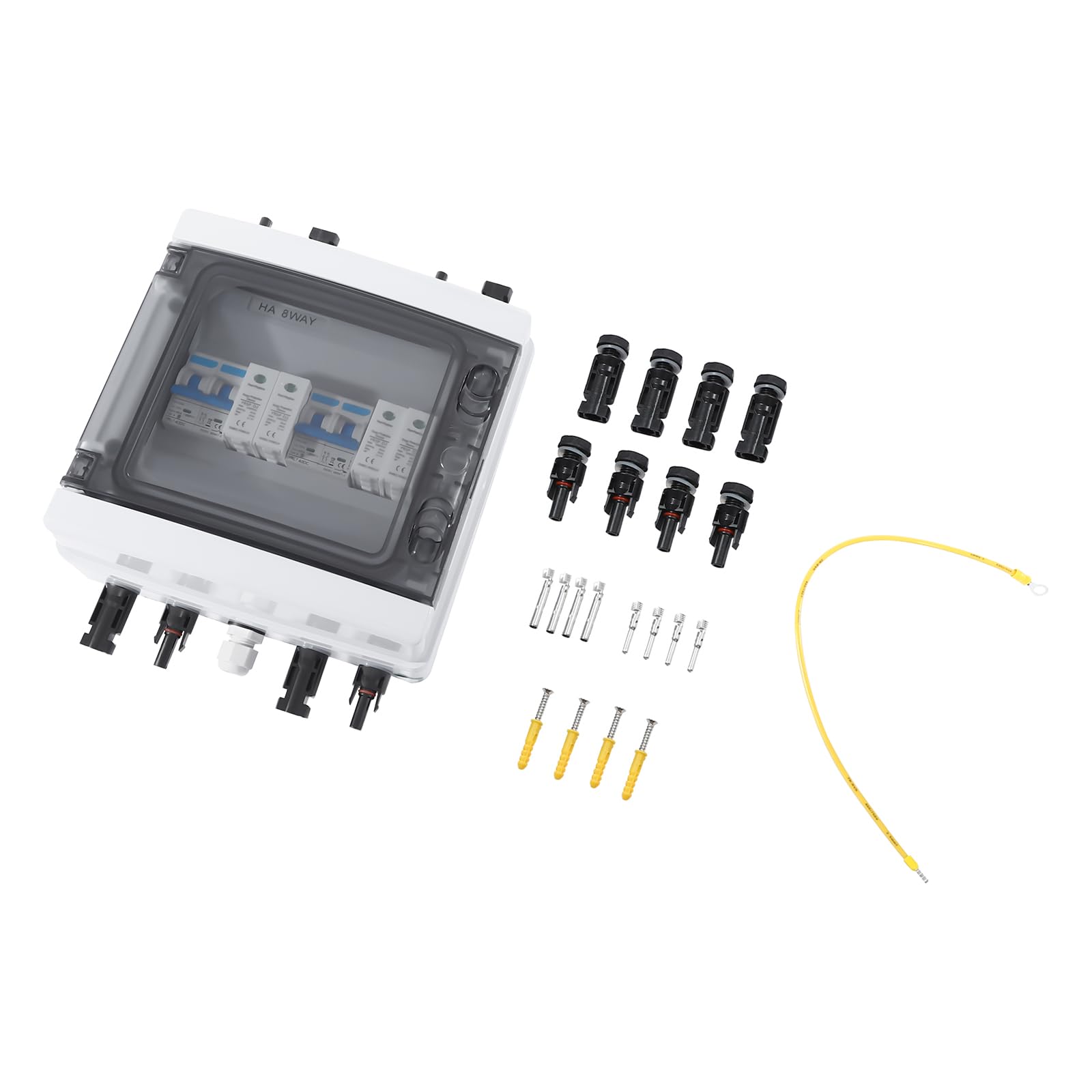 Überspannungsschutz PV, Solar Überspannungsschutz Blitzschutz DC Trennschalter PV Anlage 2 String (2 in 2 Out) 25A 1000V Solar Combiner Box für Solarmodule