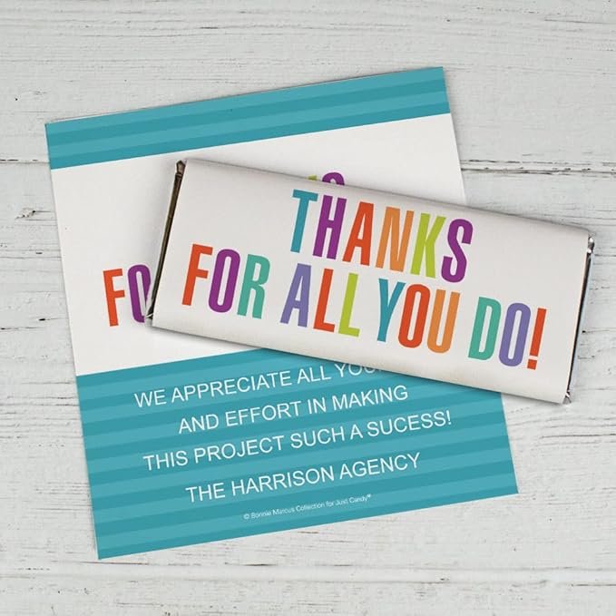 Amazon.com: 25ct Thank You Candy Bar Wrappers Employee Appreciation ...