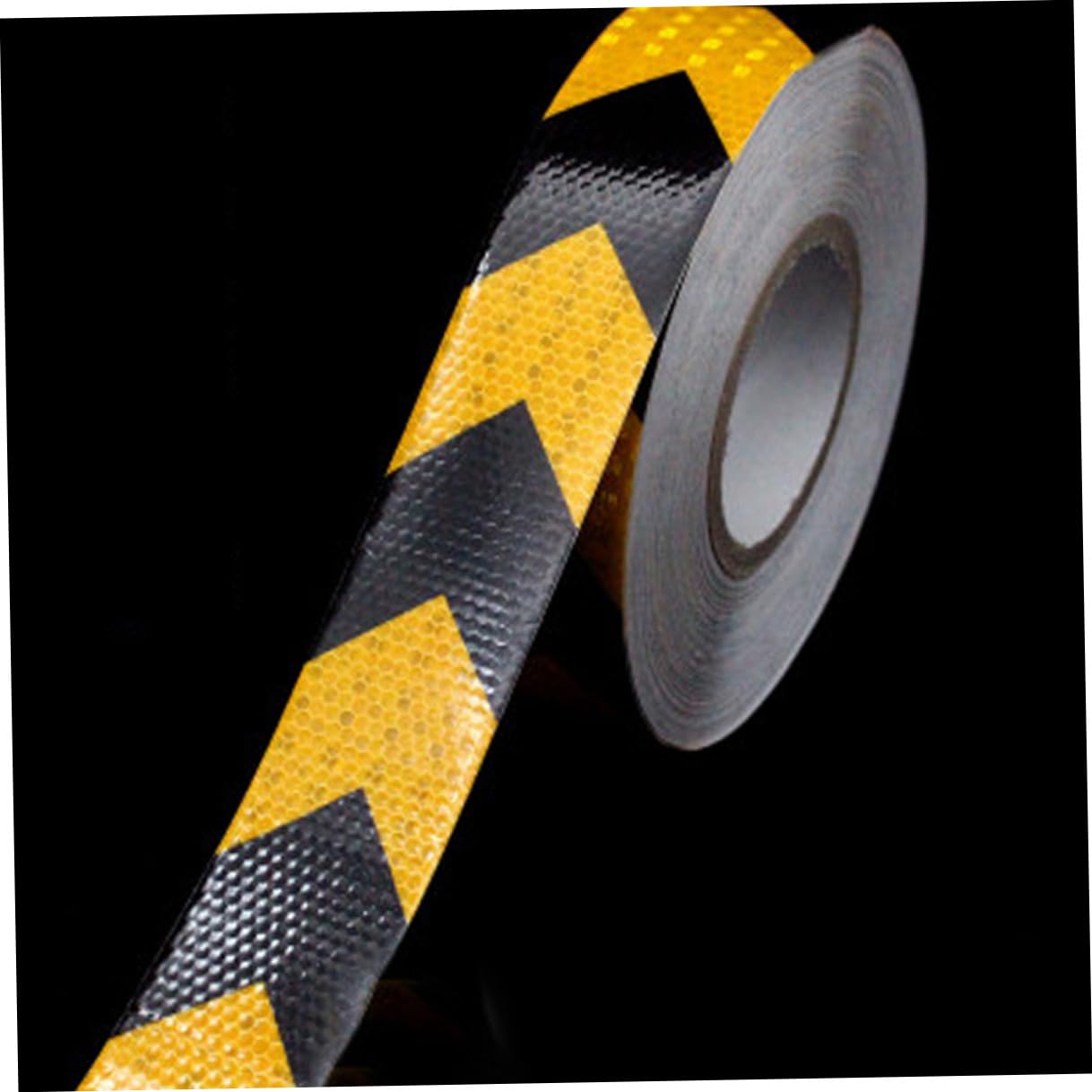 Garneck Cinta Reflectante Fluorescente para Señalización de Seguridad Adhesiva Resistente al Agua y Solventes con Diseño de Flecha Negra y Amarilla para Vehículos y Carretera