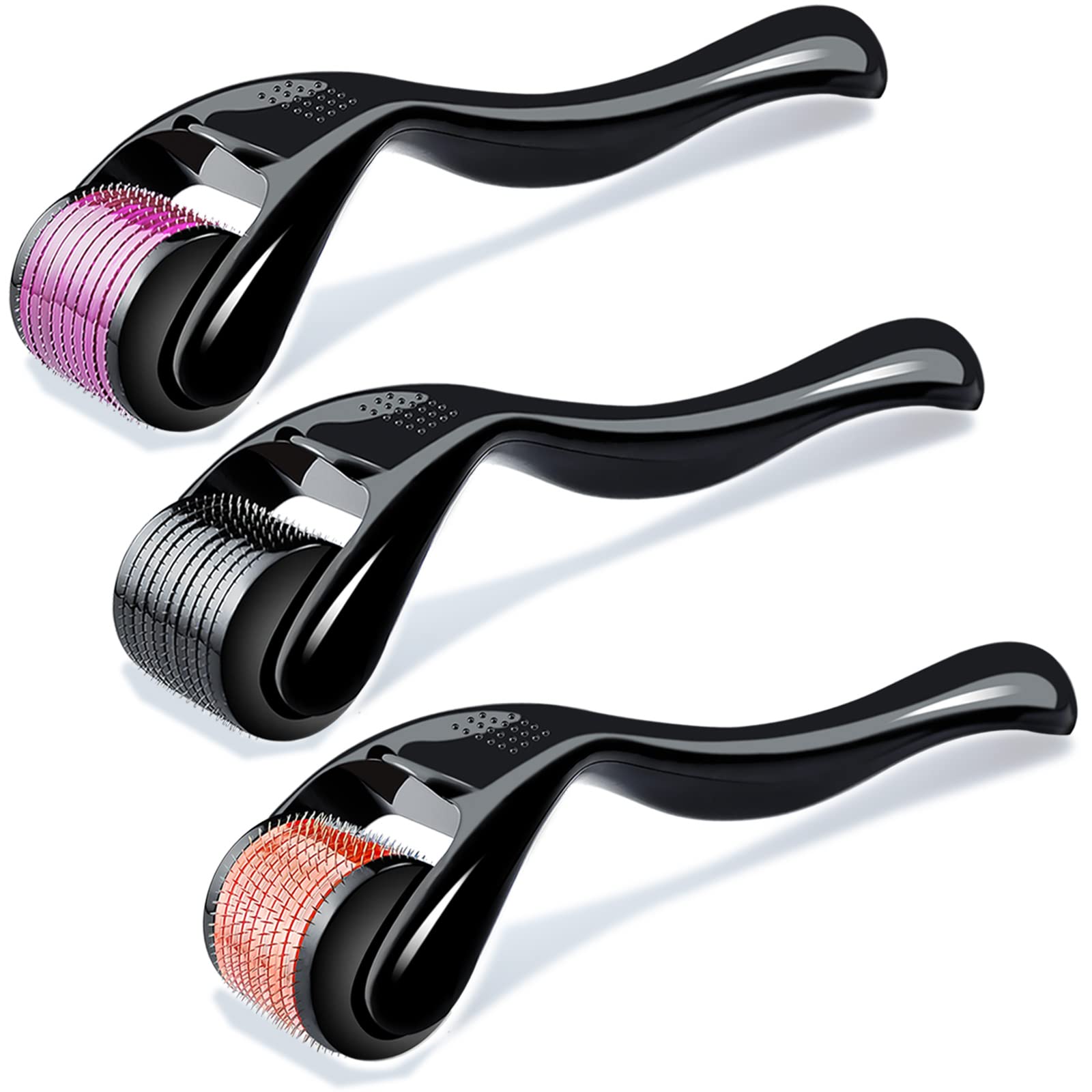 Derma Roller Microneedle Roller for Face Body Beard Hair Growth - 3 Packs 540 Titanium Micro Needles Roller for Home Use