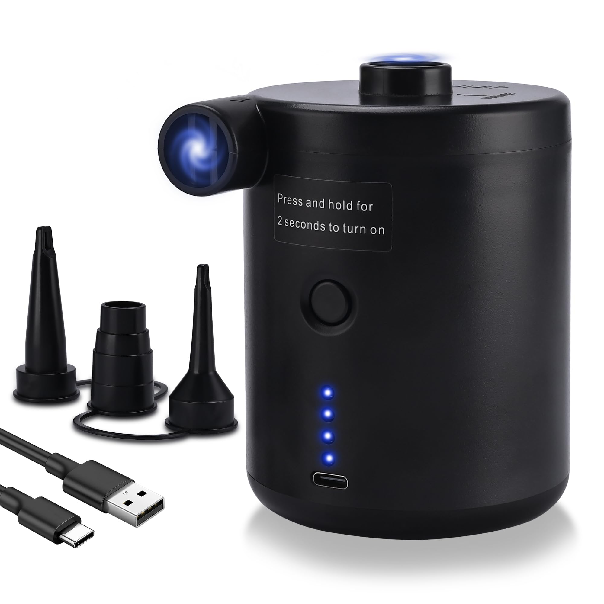 Electric Air Pump for Inflatables, Electric Pump with Fast Inflating/Deflating, 4000mAh Battery Blow Up Bed Pump with 3 Nozzles for Paddling Pool, Airbed, Mattress,Swimming Pool