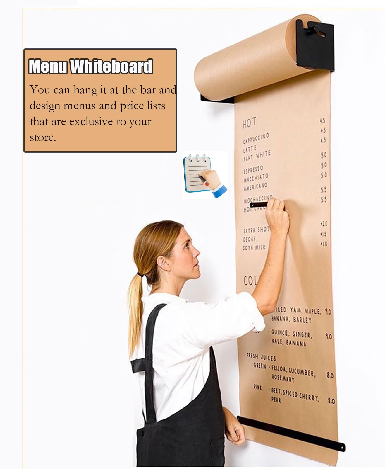 Distributeur Papier Kraft Mural 127 67 97 37 Cm, Coupe-Rouleau De Papier pour Cuisine/Salle Bricolage, Rouleau Papier Kraft avec Barre(37cm/14.6in)