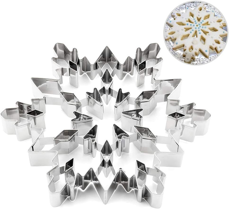 Snowflake Cookie Cutter, Stainless Steel Christmas Cookie Mold for Baking, Fondant, Chocolate, Candy, Cake Decorating, Silver Snowflake Shape