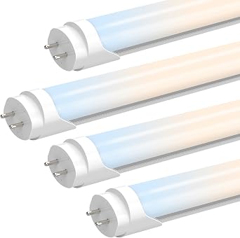JESLED T8 LED 4FT Tube Lights, Type A+B, 24W, 3200LM, 6 Colors 3000K | 3500K | 4000K | 5000K | 6000K | 6500K, Plug and Play or Ballast Bypass, LED Bulbs 4 Foot Replacement, Dual-Ended, Frosted, 4 Pack