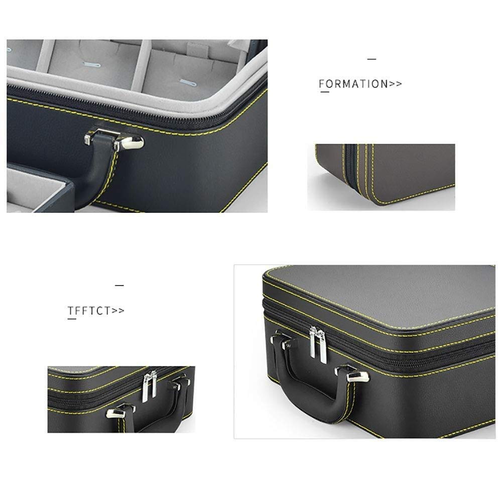 Joyeros de regalo para mujer, cajas de joyería de cuero, organizador de joyas portátil, 2 capas, gran capacidad, para anillos, collares, aretes, regalos de Año Nuevo negro
