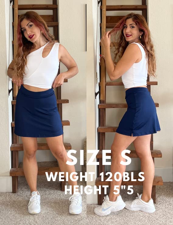 Image of Ekouaer 16 inch Golf Skorts for Woman with Inner Pockets Silicone Grippers Tennis Skirt Quick Dry Athletic Pickleball Skort