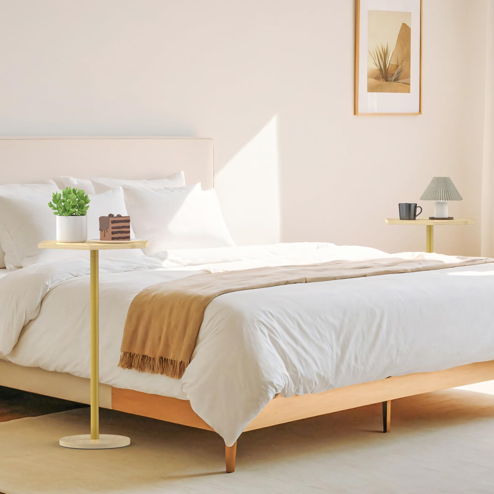 Petite table guéride, table de boisson, table d'appoint avec piédestal pour petits espaces dans le salon, la chambre à coucher, le canapé