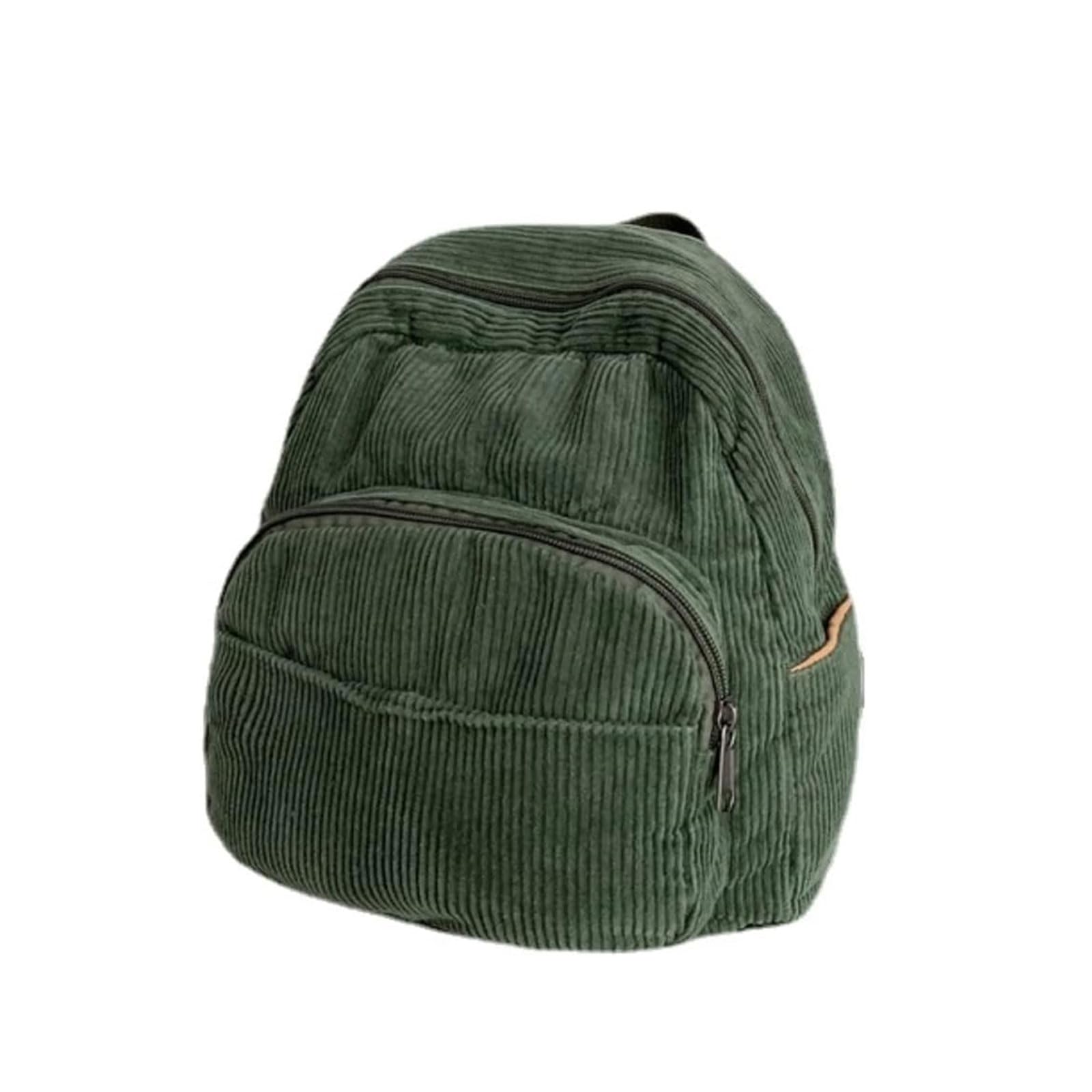 Eagerrich Small Mini Backpack Purse for Women Travel Corduroy Bag for Women Cute Aesthetic(Green)