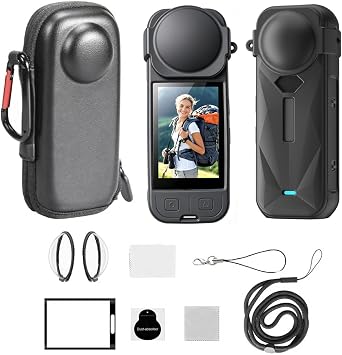 JasonMighty for Insta360 X5 Protective Accessories Kit | Camera Case,Silicone Cover,Lens Guards,Screen Tempered Glass ,Provide full camera protection,easy to install