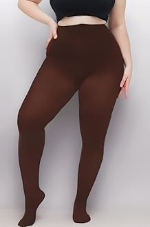 Brachy Women Warm Thick Fur Lined Fleece Winter Thermal Soft Legging Tights Stocking Slim Fit (Brown)