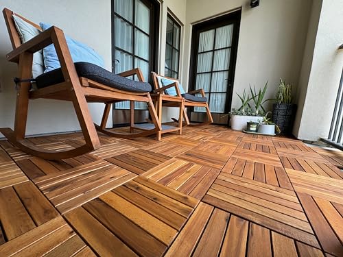1-Sq-Ft-Single-Interlocking-Deck-Tile-Snap-Together-Wood-Flooring-One-12-x-12-Acacia-Hardwood-Indoor-Outdoor-Flooring-for-Patio-Click-Floor-Decking-Tiles-Balcony-Flooring-Wooden-Parquet-Flooring