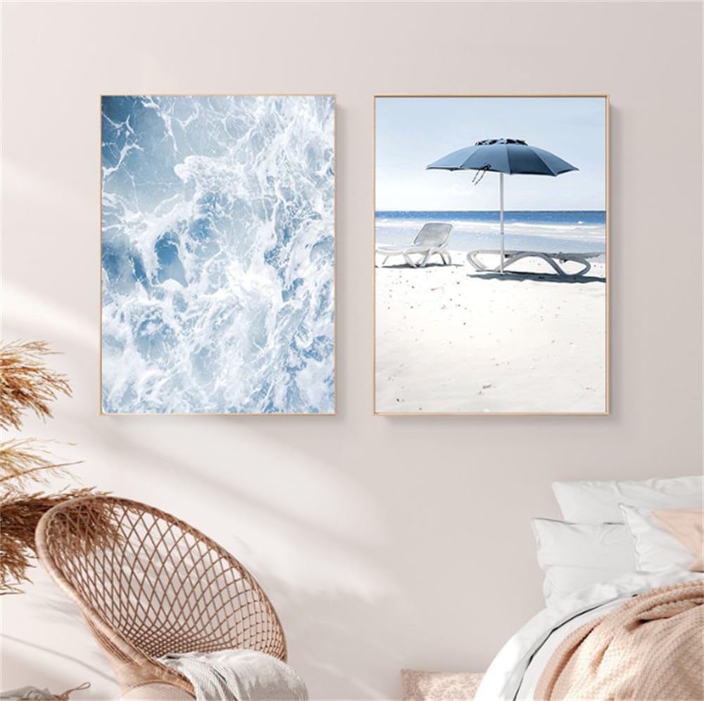 WUHBCZ Canvas Paints,Abstract Blue Sky Ocean Wall Art Nordic Posters Canvas Painting And Prints Wall Pictures For Living Kitchen Bedroom Office Home Room Decoration-60 * 70cm*2PCS (No Frame)