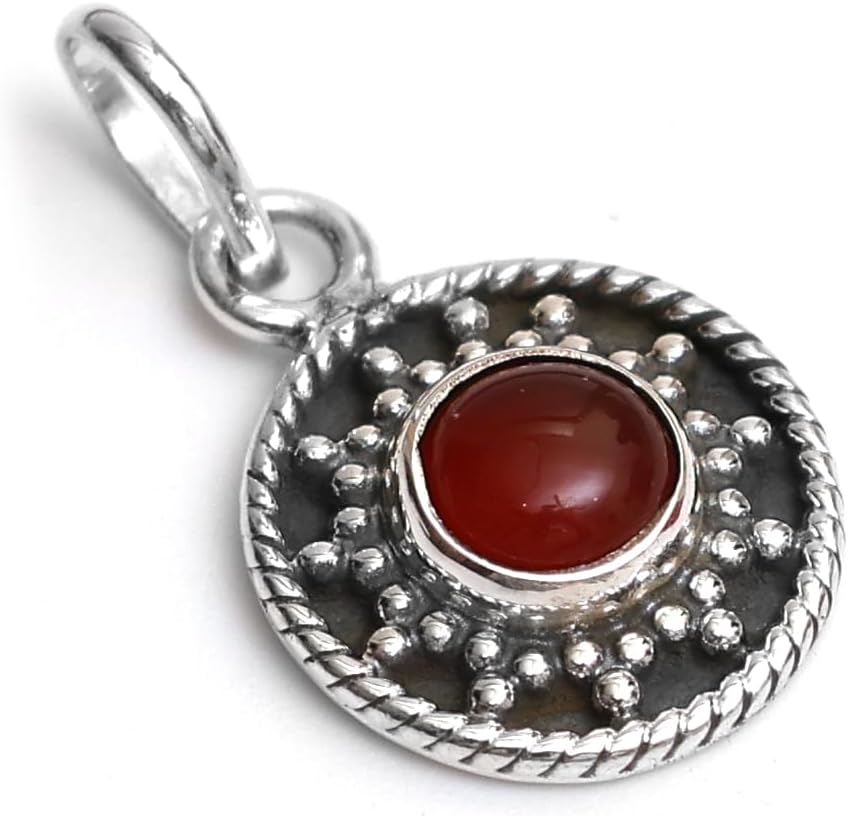 Genuine 6 mm Gemstone Round Oxidised Sterling Silver Pendant Western Jewelry Gemstone Pendant Fashion Jewelry For Women - Image 7