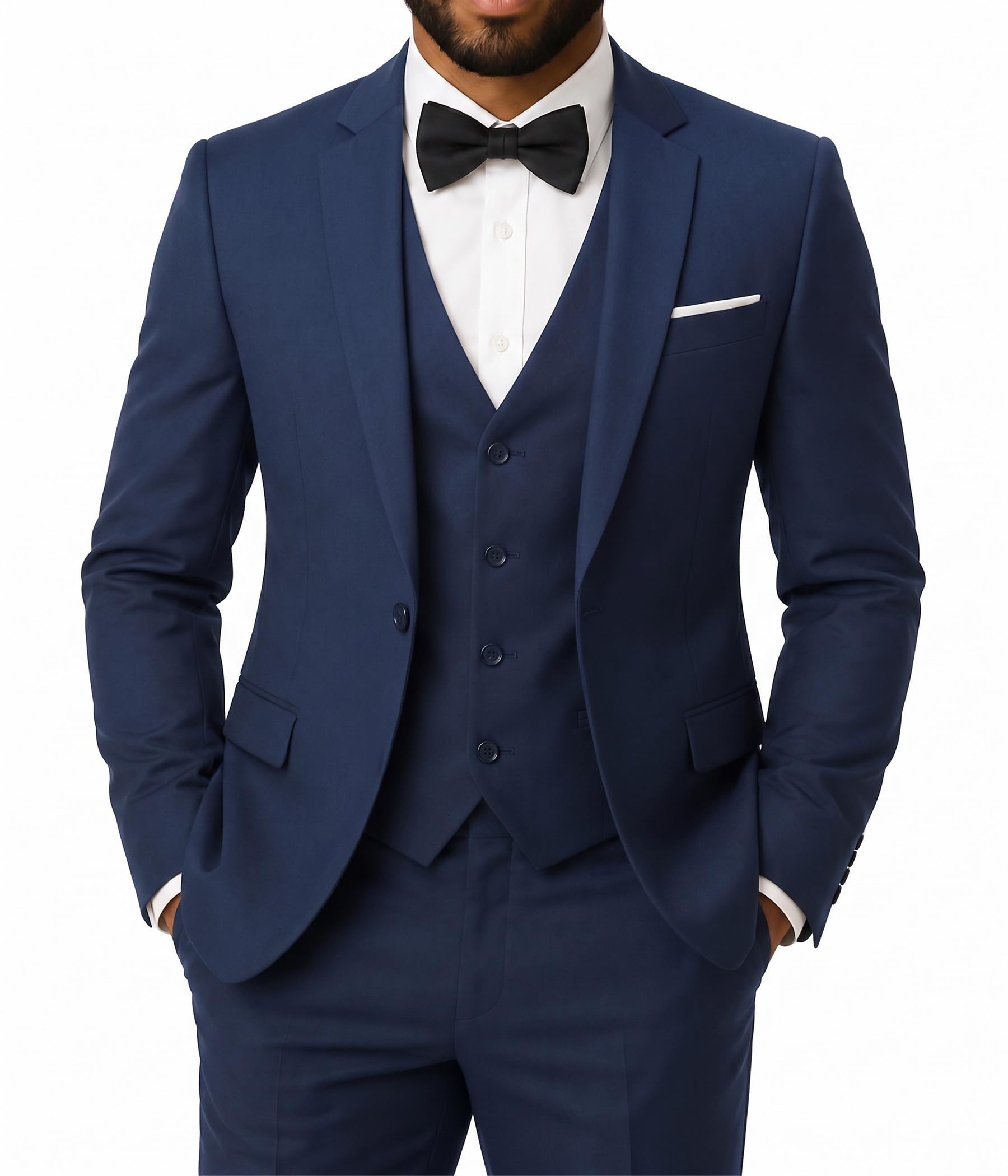 yffushi Men's Slim Fit 3 Piece Suit One Button Blazer Tux Vest & Trousers-picture-23