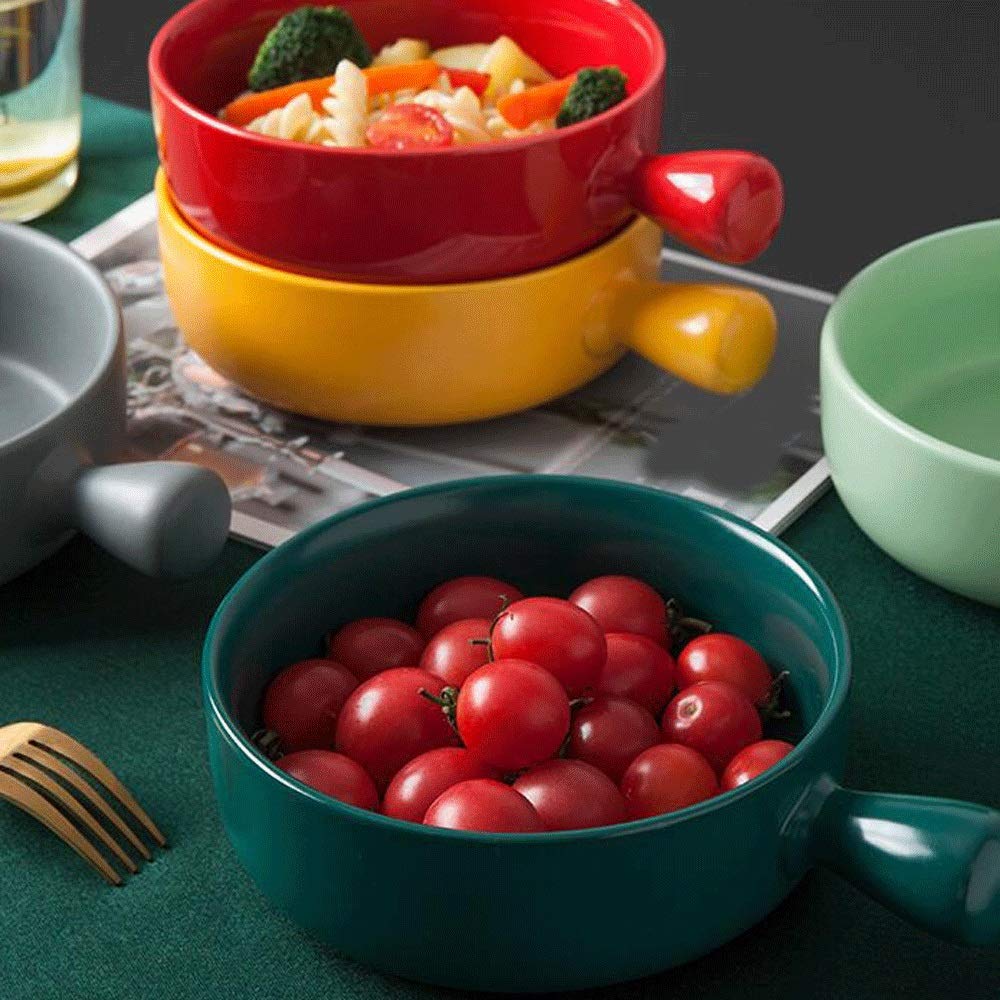 Keramikteller und Schüssel-Set, 20 x 5 cm, leicht, ideal zum Backen, Frühstück, Instant-Nudeln, Salat, Käse, ofenfestes Besteck, schwarz