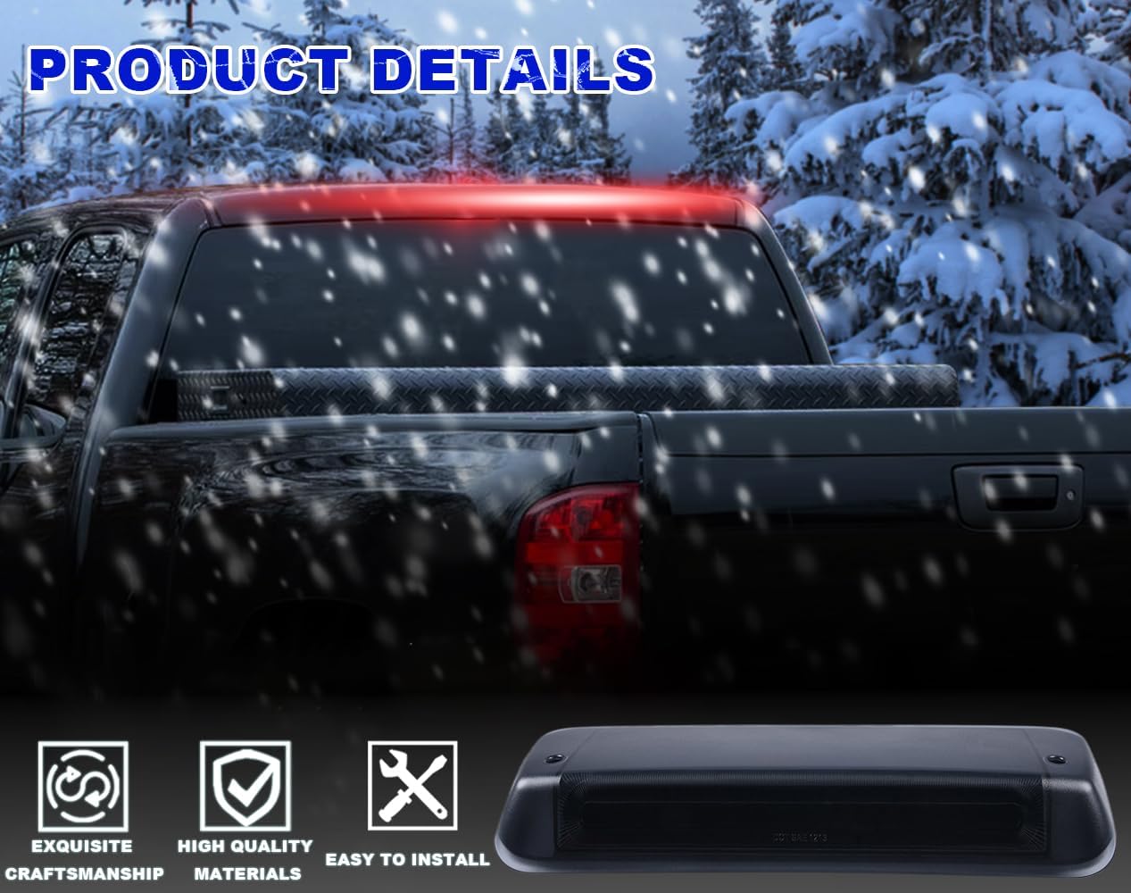 PIT66 LED 3rd Brake Light, Compatible with Ford F150 2004-2008 Third Brake Stop Lamp Light Smoke Lens Black Housing
