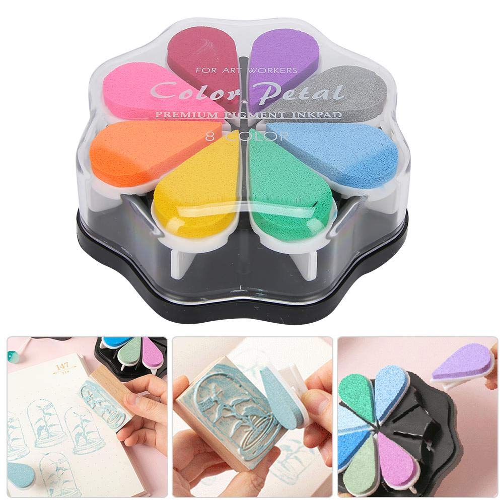Set di tamponi per timbri, 8 colori, atossici, a forma di petalo, per timbri di impronte digitali, per stampaggio di carte, inchiostro per fai da te, tela, matrimonio, artigianato di carta,