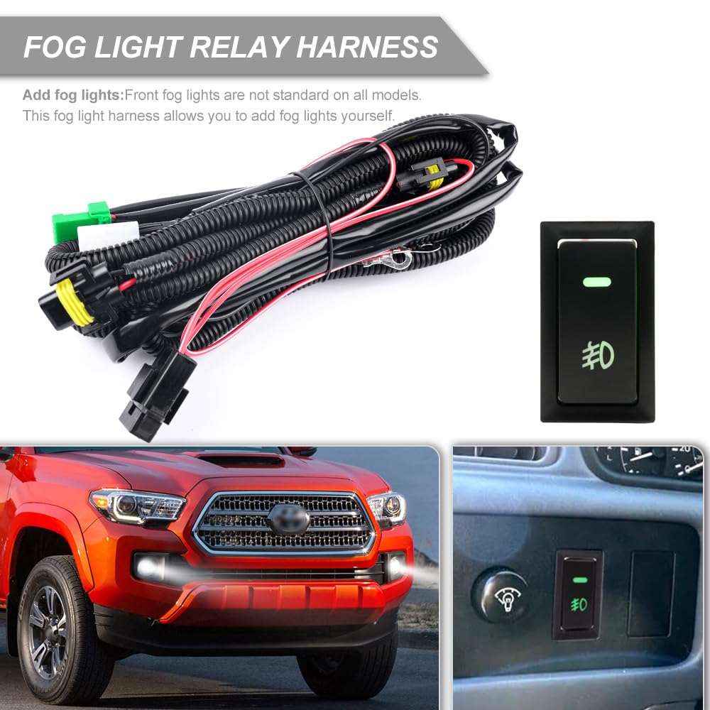 H11 H8 H9 40A Fog Light Harness Sockets Relay Kit ON/OFF LED Switch For Toyota - Foto 8