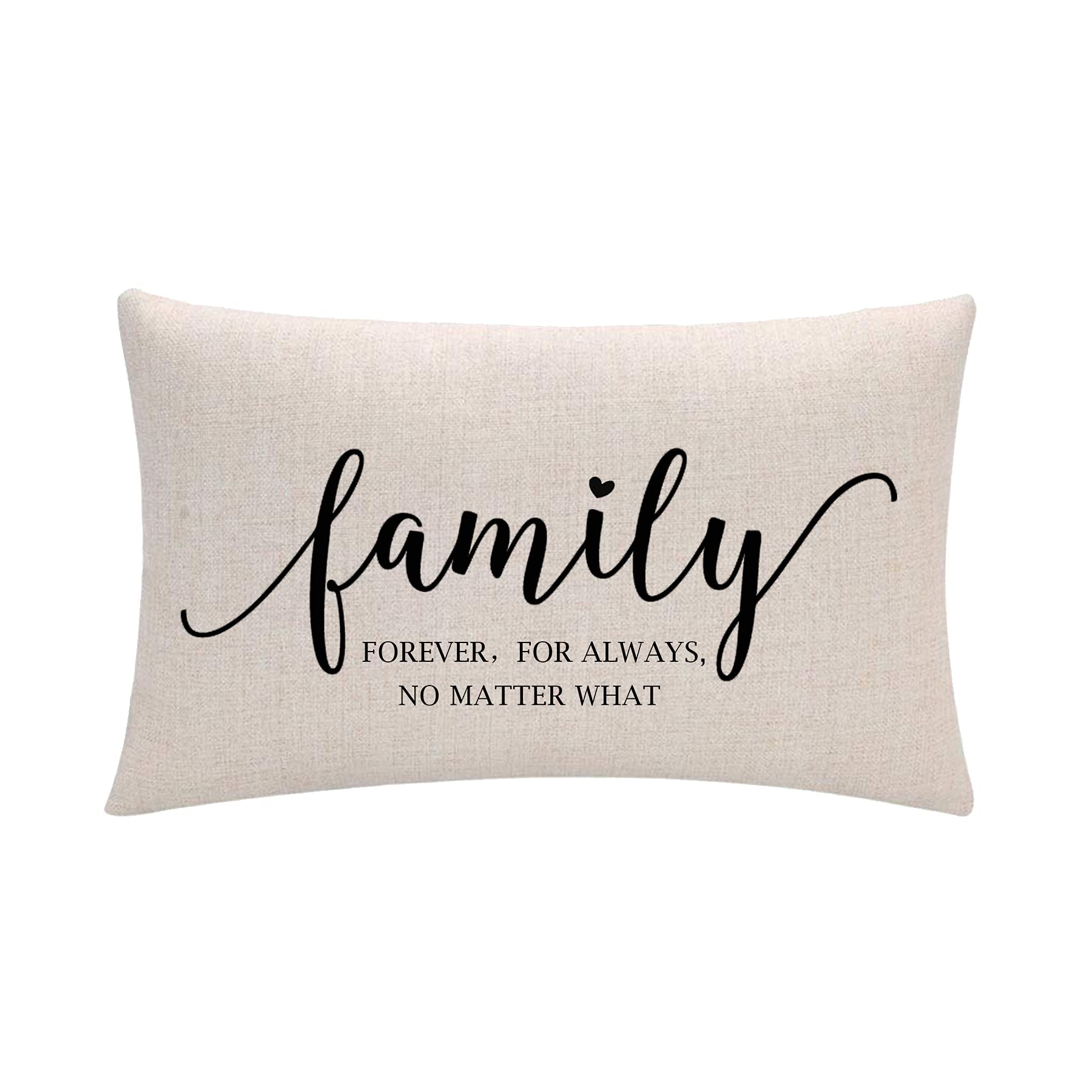 Home Quotes Lumber Decorative Pillowcases “Family Forever For Always No Matter What” Farmhouse Throw Pillow Cover 12 x 20 Inch Rustic Family Words