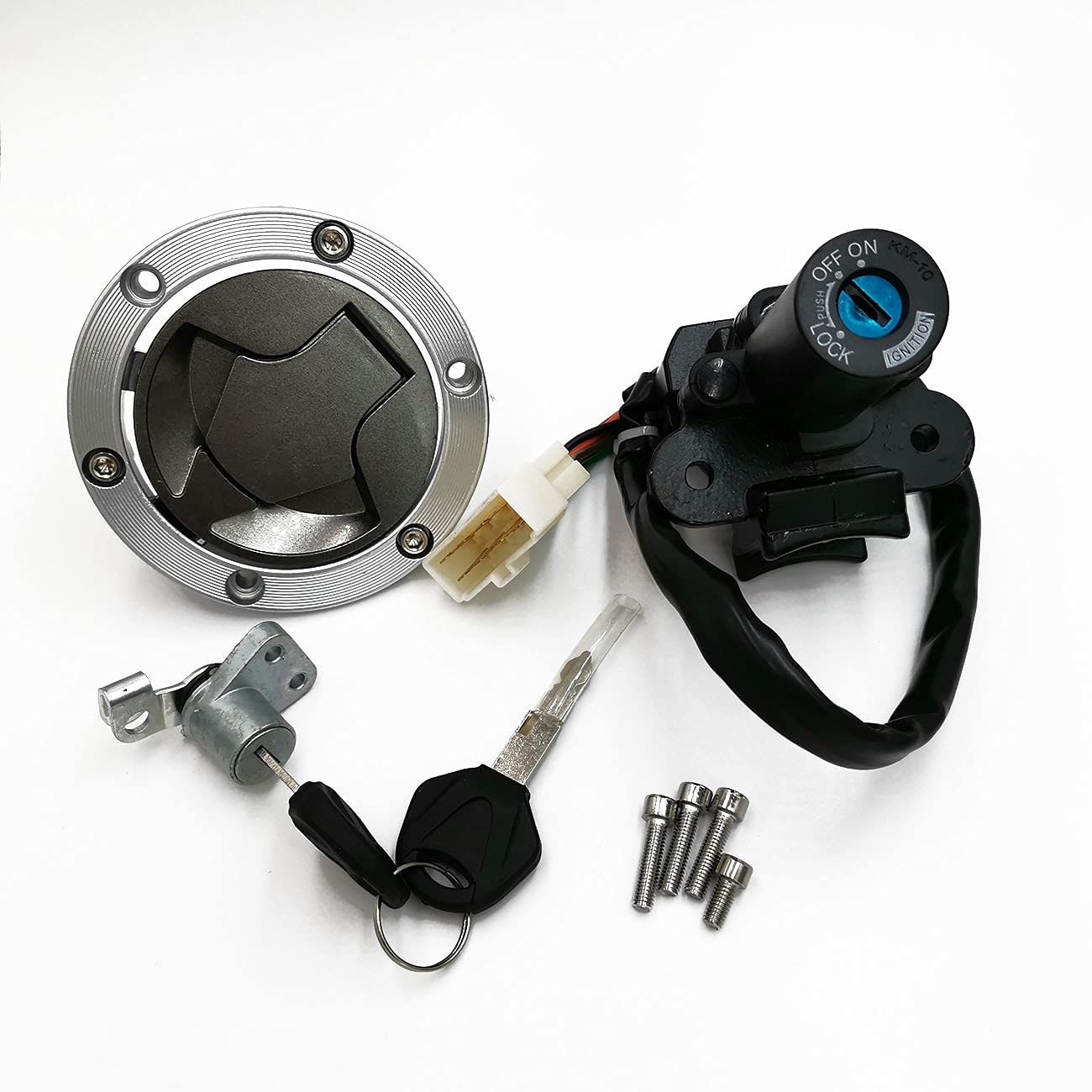 Ignition Switch Kit for Kawasaki Ninja 250R EX250J 300 EX300 2008-2015 W/Fuel Gas Cap Tank Cover, 2 Keys