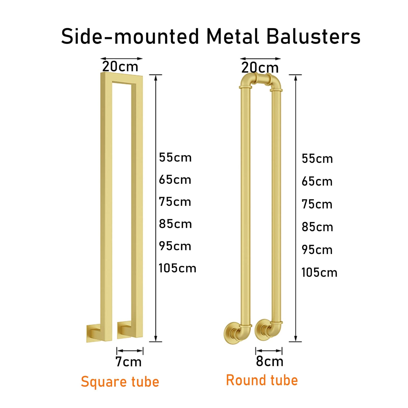Corrimano per Scale Kit di Ringhiera della Scala Laterale, Balaustre Moderne del Corrimano del Metallo Dell'interno/Altezza 55-105cm, per La Decorazione Dell'attico Dell'hotel Domestico 2 Stili (Colo