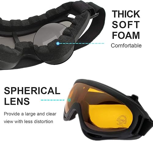 Miniatura 9 de LJDJ Gafas de esquí, paquete de 4, gafas tácticas de combate y motocicleta para snowboard