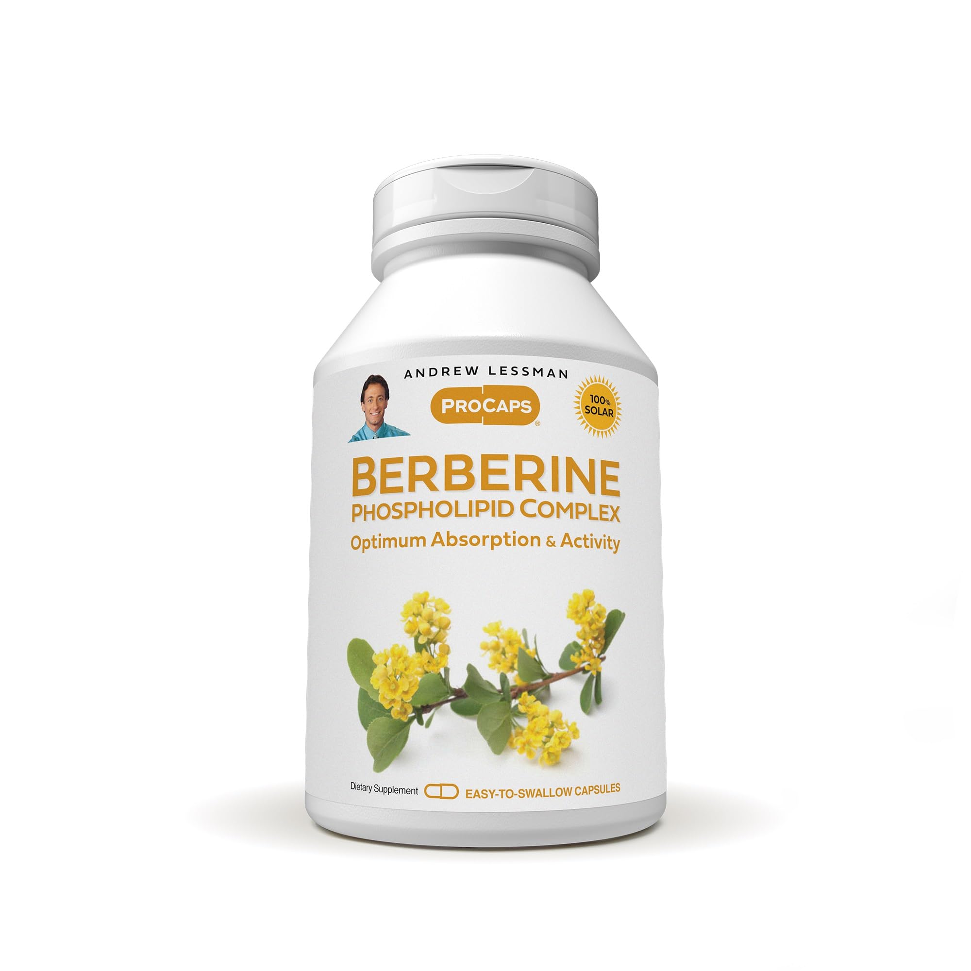 ANDREW LESSMAN Berberine Phospholipid Complex 30 Capsules - Barberry Root Extract. Small Easy to Swallow Capsules