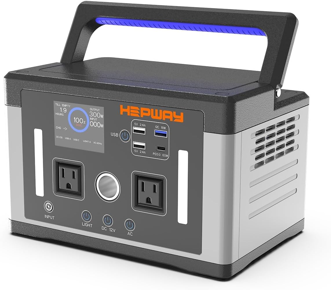 Portable Power Station 700W (Surge 1000W), 577Wh Solar Generator Pure Sine Wave 120V AC Car Outlets,Battery Powered Generator Home Backup Battery for Home Emergencies, Camping & RVs,Blackout, CPAP