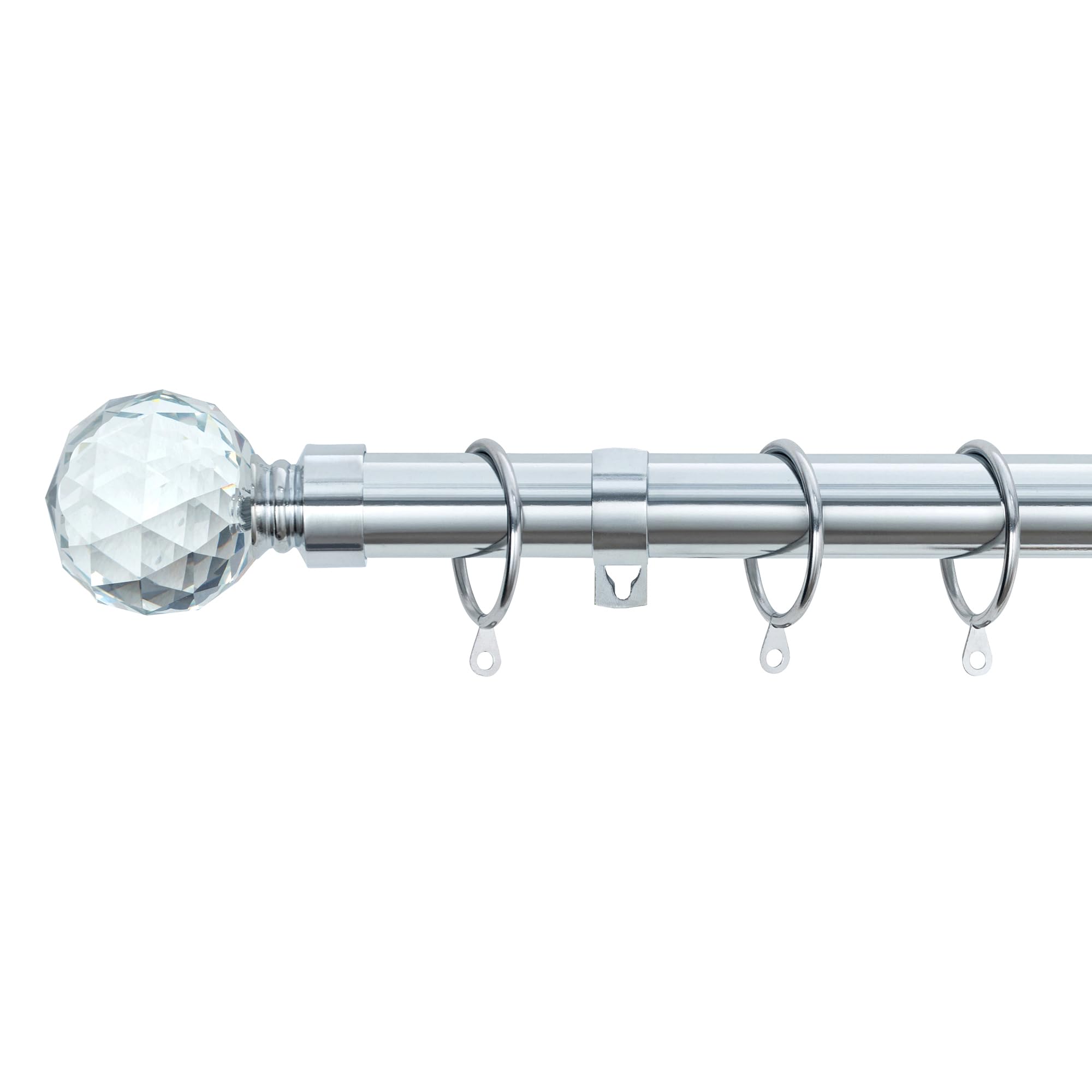 A.unique Home (Nickel, 180Cm - 340Cm, 71" To 134" Approx) Gem Crystal Ball Metal Extendable Curtain Pole With Rings And Fittings, In A Variety Of Colo