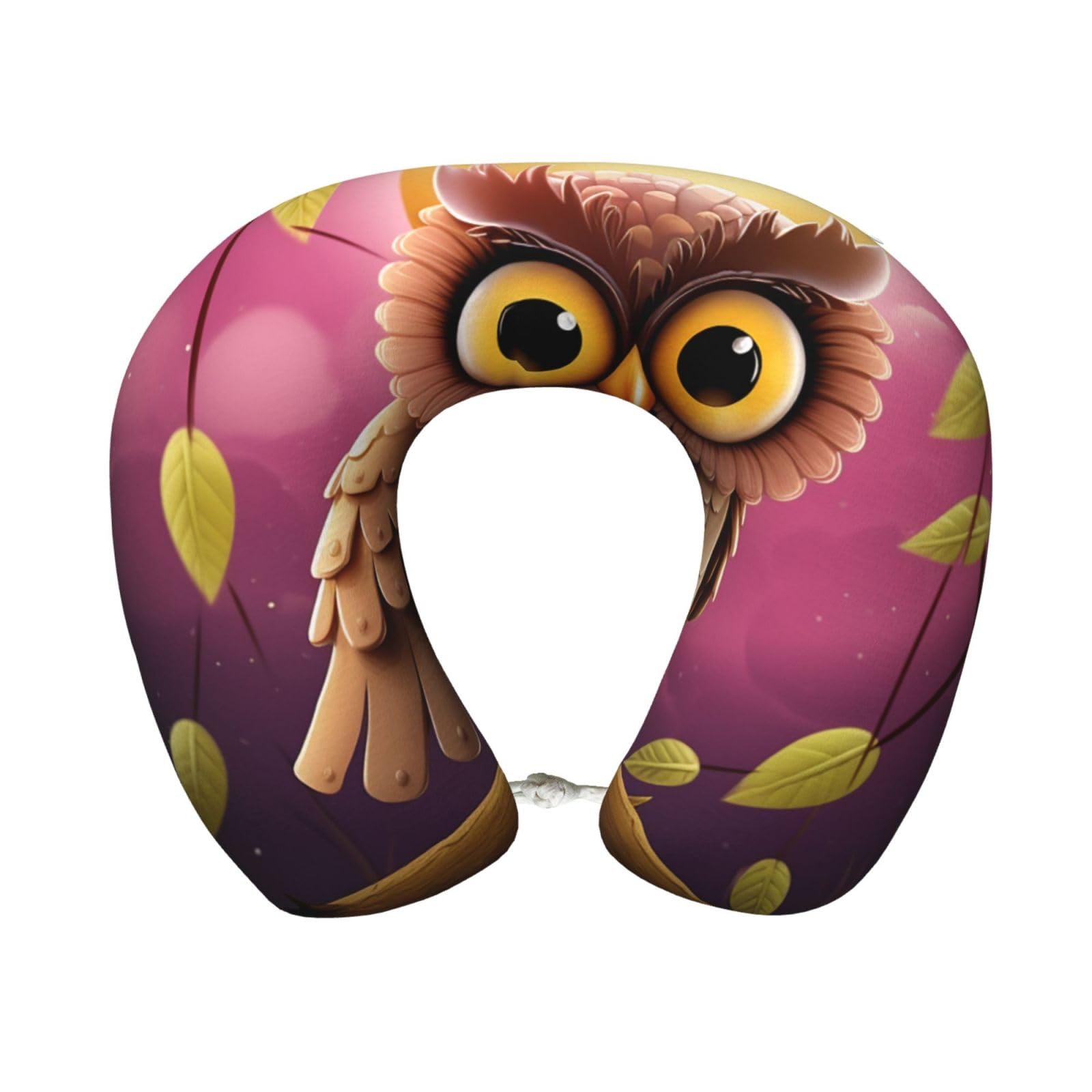 peiyeety Owl Travel Pillow Memory Foam - Comfortable U Shape Neck Pillows for Sleeping, Neck and Head Support Portable Airplane Pillow Adjustable Flight Pillow, Washable Cover