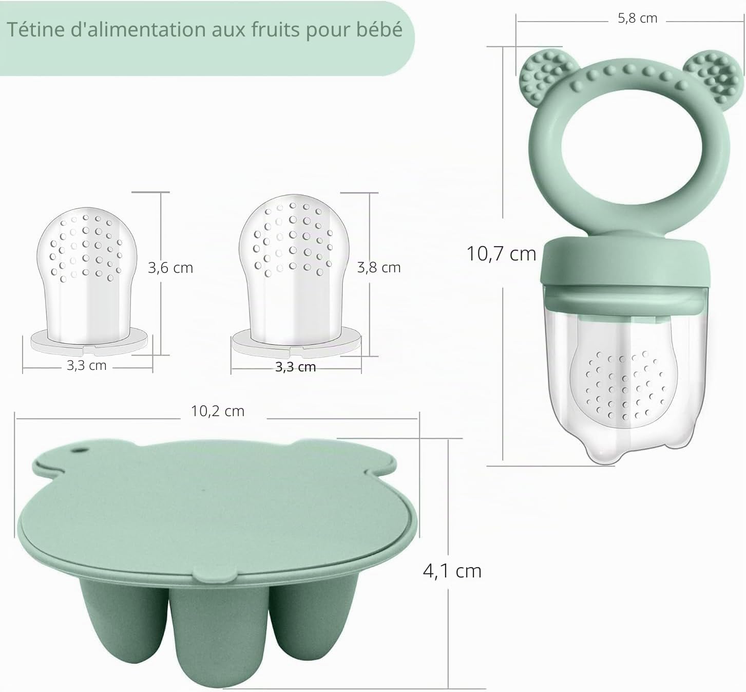 Mangeoire à fruits en silicone et lait maternel, plateaux de congélation pour nourriture pour bébé (sable)