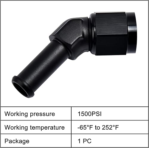 Vista 47 de EVIL ENERGY 8AN hembra a manguera de púas de 1/2 pulgada giratoria de 45 grados