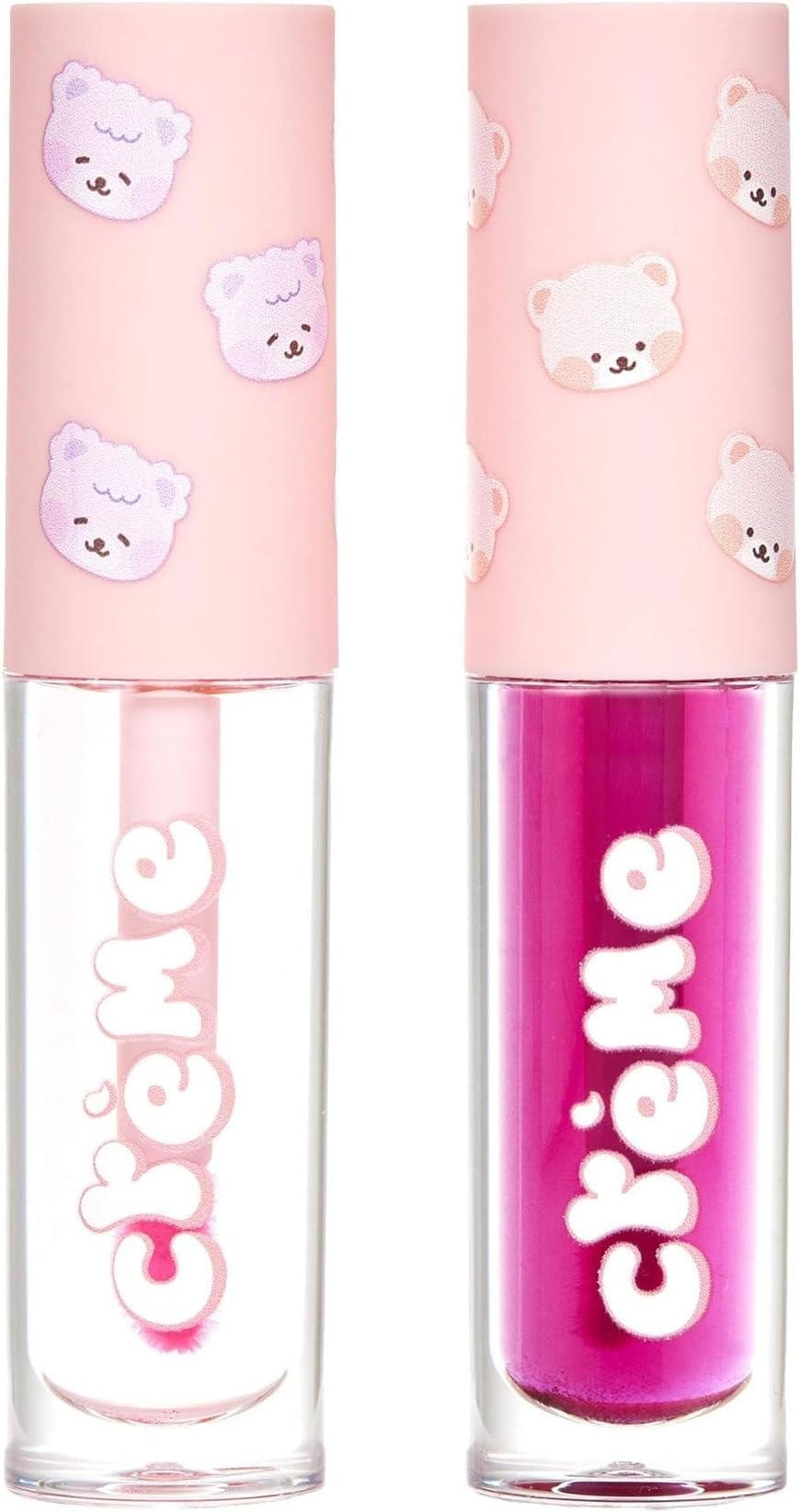Boba Bears High-Shine Tinted Lip Oil Duo - Indulge in Juicy Lips with Vitamin E Infusion - Long-Lasting Moisture - Lightweight Comfort (Set of 2), 0.123 Ounce, Clear / Pink