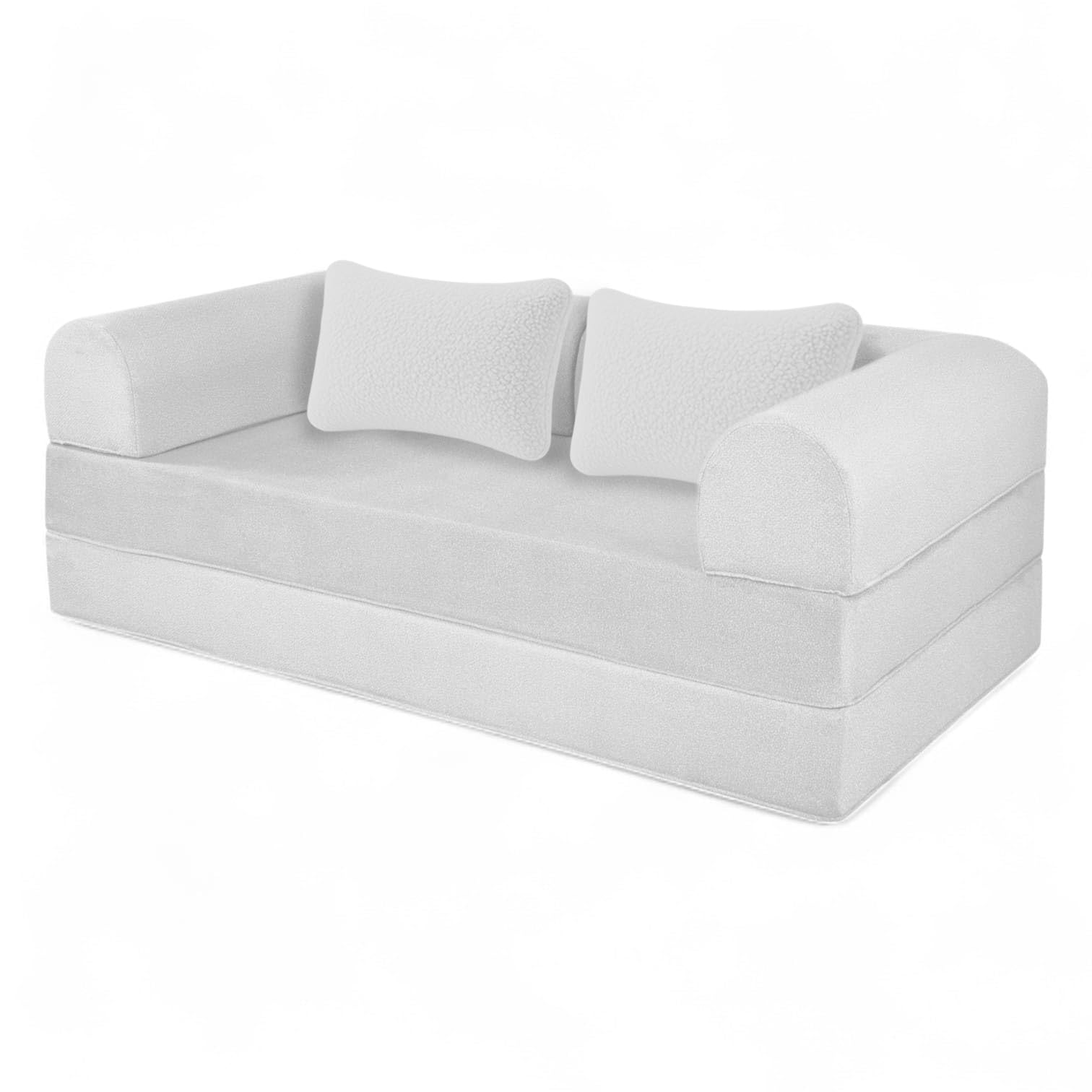 Naap Concept Sofá Cama Teddy Smooth | Diseño Convertible | Hecho 100% de Espuma | Comodidad y Versatilidad | 200x100x65 cm (Blanco) - Blanco