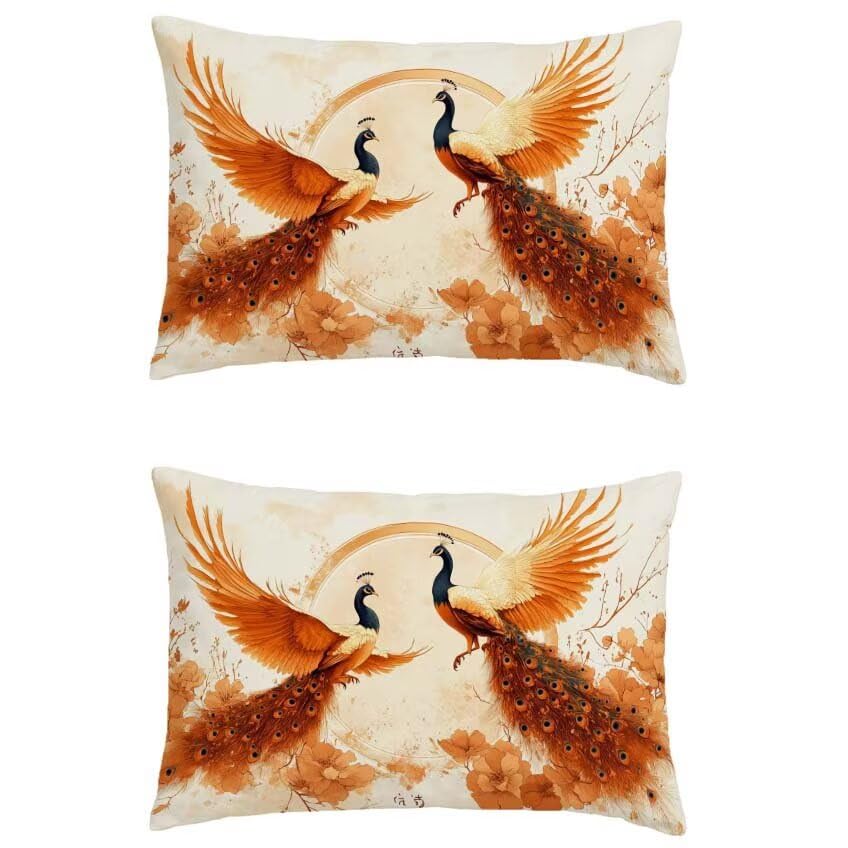 Housse de coussin 60x80cm imperméable anti-tache orange brûlée pour extérieur