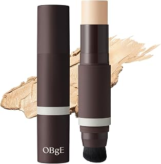OBgE Natural Cover Foundation #21 (Ivory, 0.5oz) - Stick Foundation with Brush for Flawless Skin Tone Correction and Coverage. Long-Lasting Wear for Daily Use.