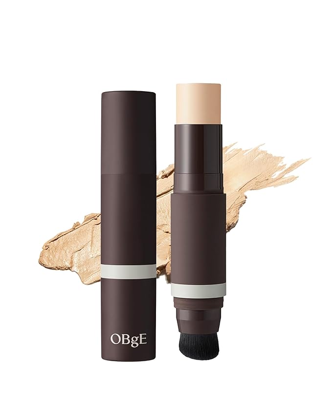 OBgE Natural Cover Foundation #21 (Ivory, 0.5oz) - Stick Foundation with Brush for Flawless Skin Tone Correction and Coverage. Long-Lasting Wear for Daily Use.