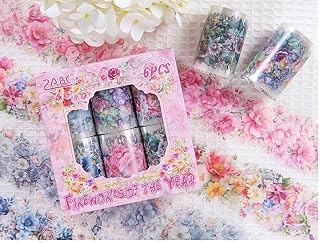 SAMVARDHAN Floral Washi Tape Set 6 Rolls – Decorative Flower Pattern Tape for Scrapbooking, Journals, Gift Wrapping & DIY ... Price In India
