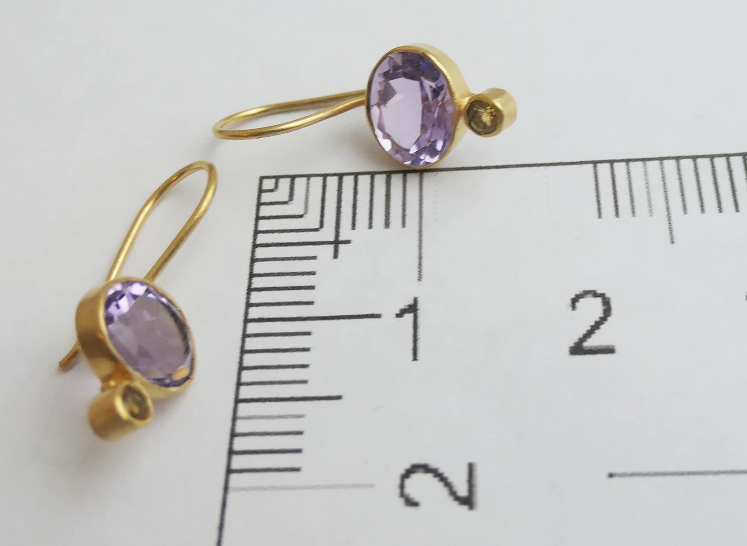 Orecchini Pendenti in Argento Sterling Placcato Oro con Ametista e Citrino - Gioielli Eleganti con Pietre Naturali Viola e Gialle - Stile Raffinato da Donna