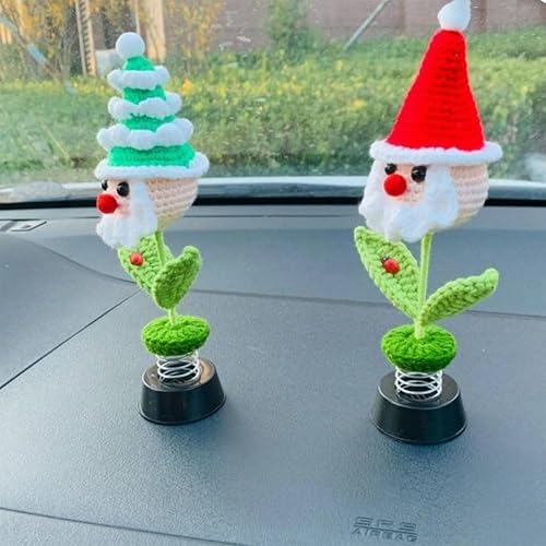 Miniatura 3 de Accesorios de automóvil de Papá Noel, decoraciones de tablero de instrumentos de ganchillo, decoraciones de Papá Noel, decoración de mesa de