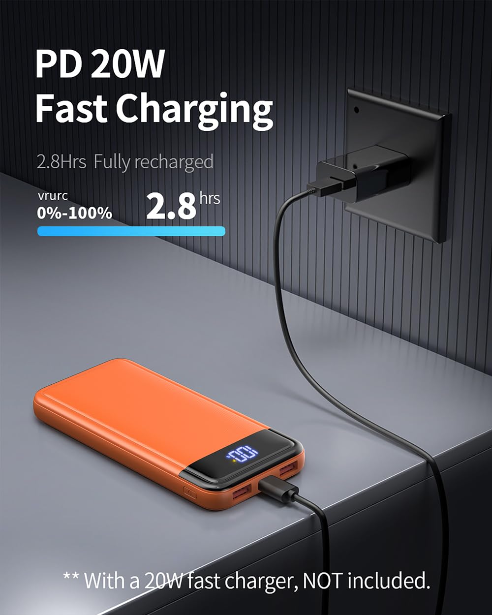 Power Bank, Slimmest 22.5W Powerbank 13800mAh PD3.0 USB C (Ingressi/Uscite), Caricatore Portatile Ricarica Rapida Batterie Esterna Compatibile con iPhone 16 15 14 13 12 11 Huawei etc.(Arancione)