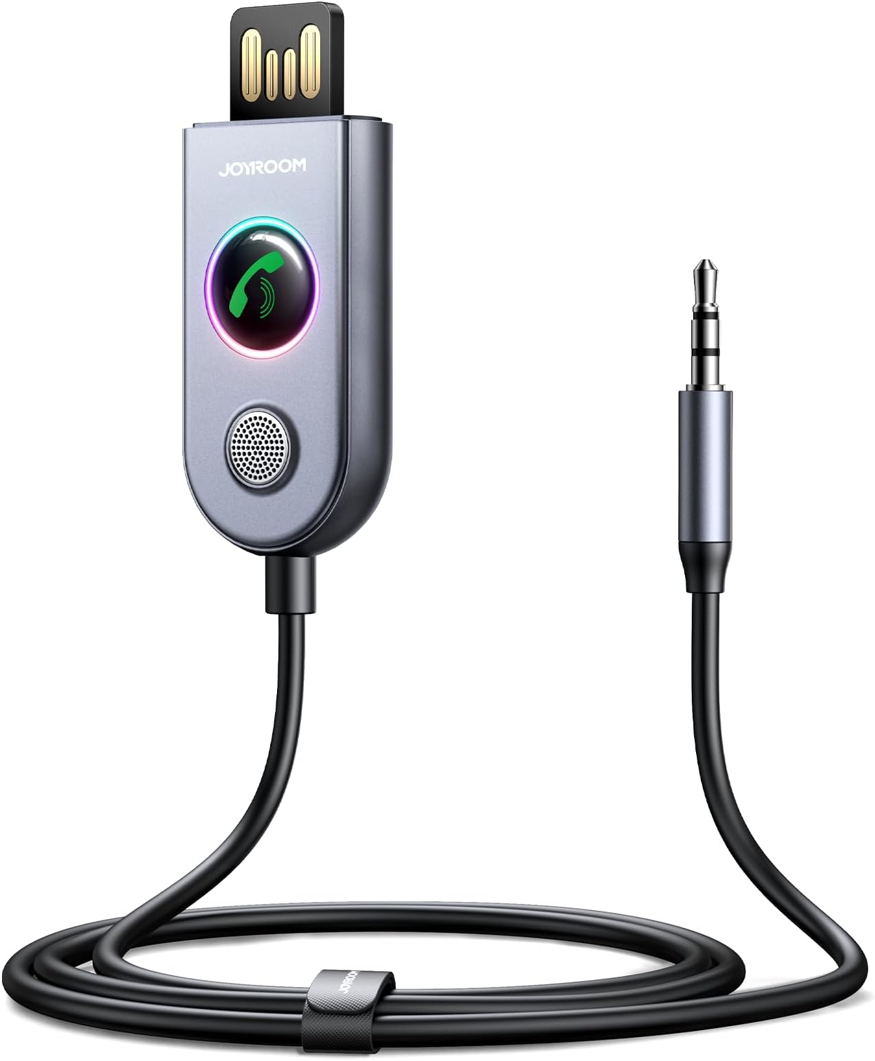 JOYROOM Bluetooth 5.3 Car Adapter [ENC Noise Cancellation] AUX Bluetooth Receiver for Car 3.5mm Jack Kit with Built-in Microphone Aux Input for Car Speaker/Hands-Free Call/Home Stereo/Wired Headphones