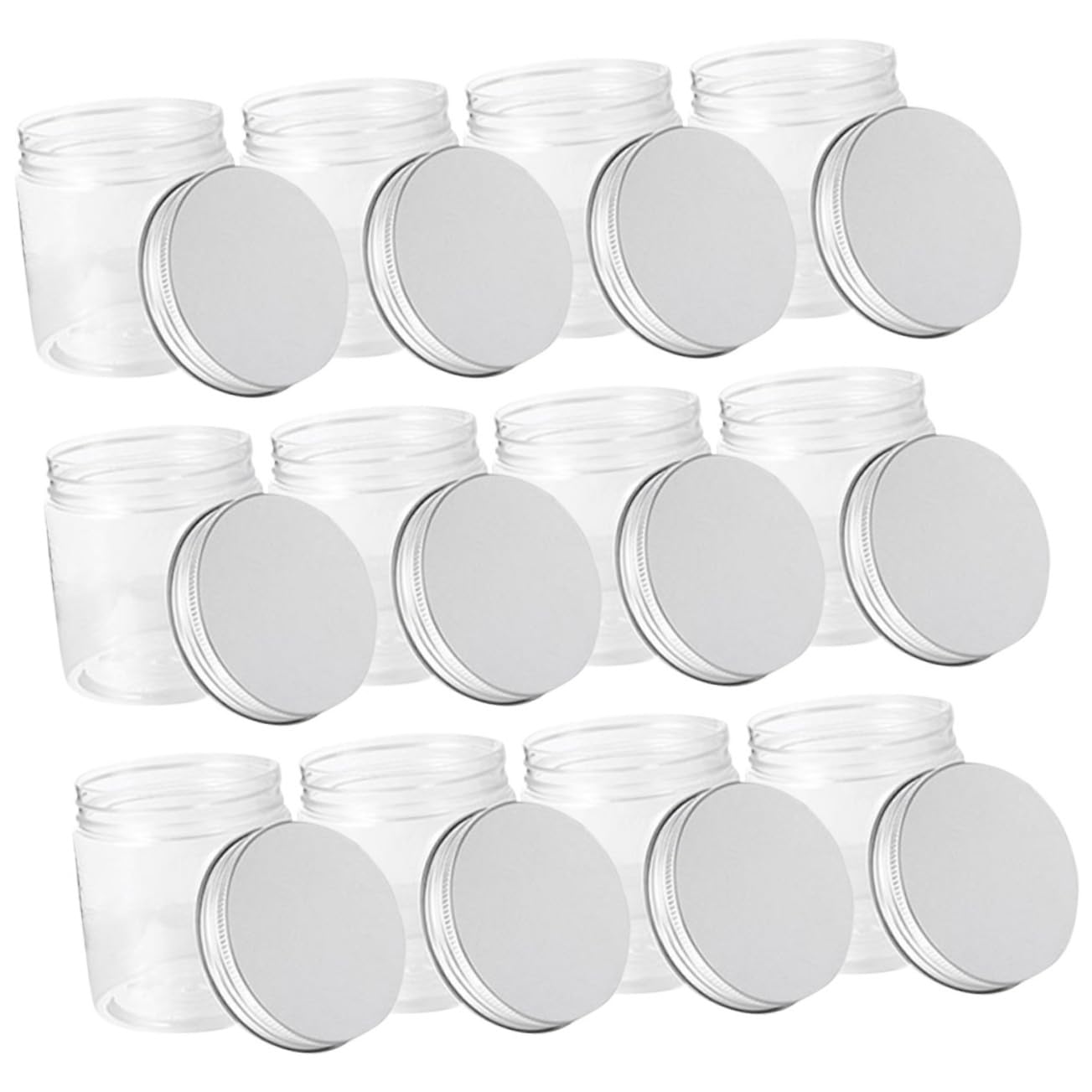 OUNONA 12 Stück Kleine Vorratsgläser mit Aluminiumschraubdeckel 200ml Stilvolle und Haltbare Pet Gläser für Küchenaufbewahrung zum Einmachen und Verschenken