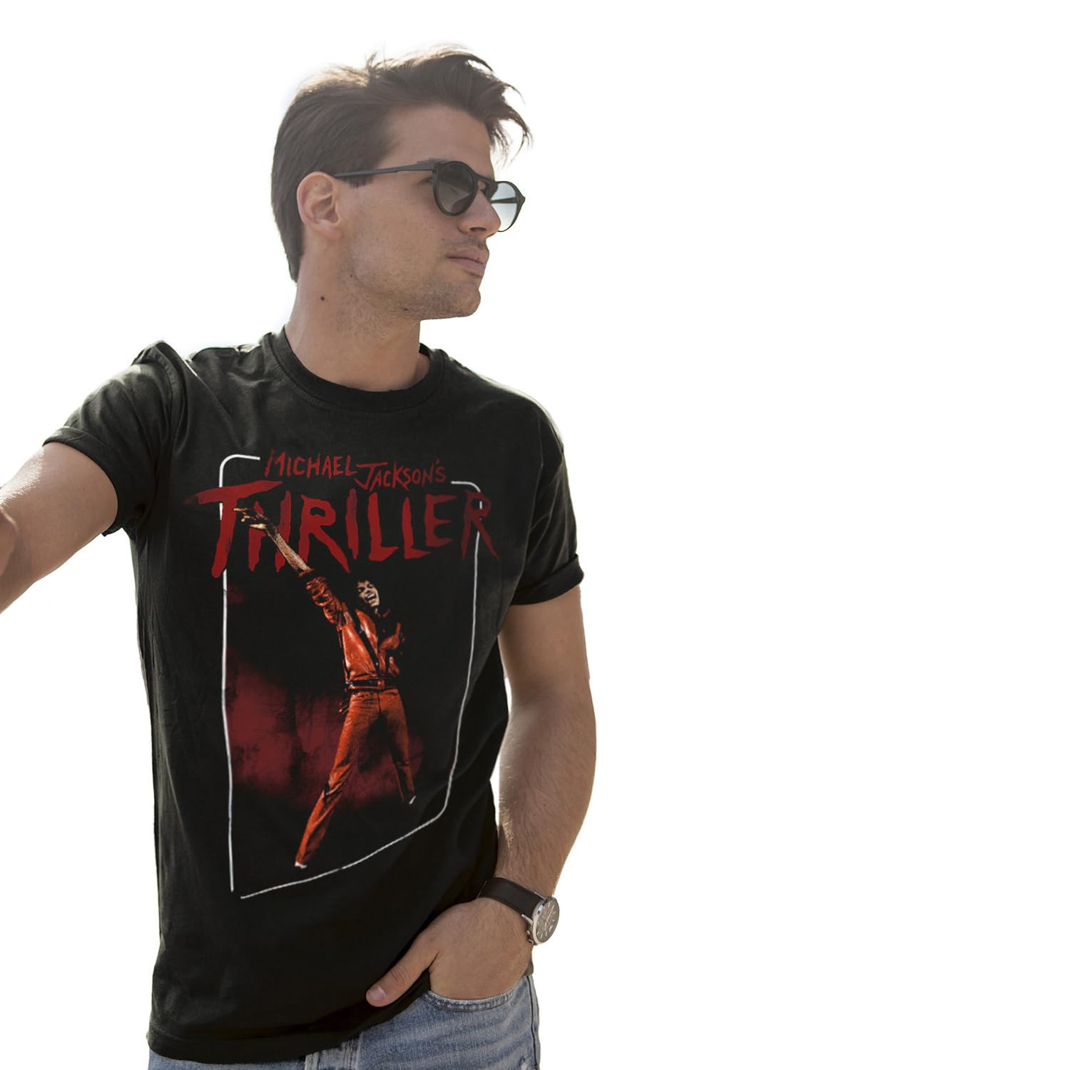 Michael Jackson T Shirt Ufficiale Thriller. Maglietta Unisex in Cotone. Maglia vestibilità Regular per Adulto e Ragazzo
